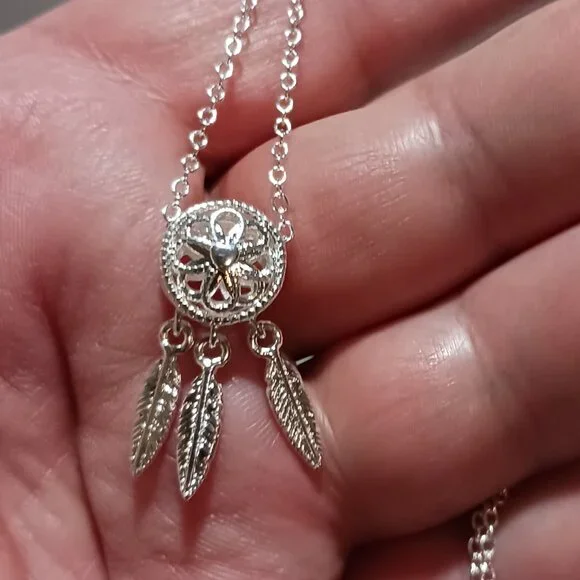 925 Sterling Silver Plated Dream Catcher Necklace - Picture 8 of 11